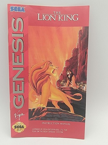 Disney's The Lion King Sega Genesis Instruction Manual Booklet ONLY