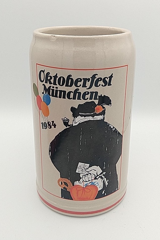 Munich Oktoberfest beer mug 1984 seventh year issue signed 1 liter Germany