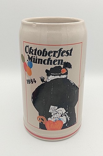 Munich Oktoberfest beer mug 1984 seventh year issue signed 1 liter Germany