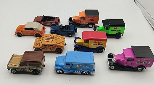 Vintage 1979 1989 Kellogg's Cereal Matchbox Delivery Trucks + Bonus Cars