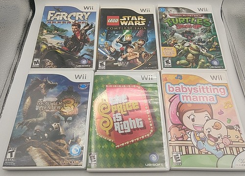 Lot of 6 Nintendo Wii Video Games - Farcry, Star Wars, Monster Hunter, TMNT+More