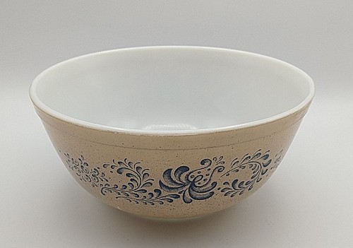 Pyrex Homestead 403 Brown Tan Blue 2.5qt Mixing Bowl